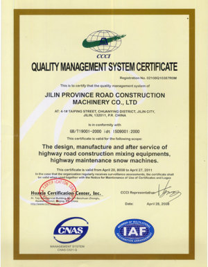 Quality Management System Certificate